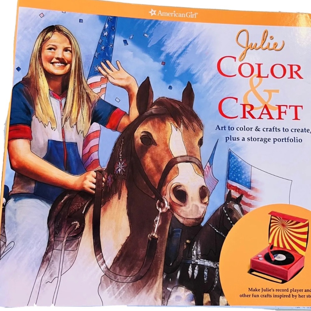 American Girl Julie Color & Craft Activity Book Paper Craft Portfolio Incomplete